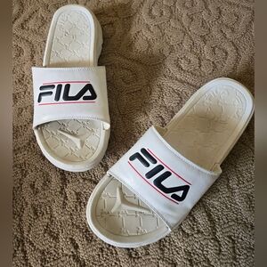 Fila White Slide Sandals